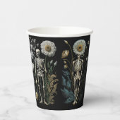  boho magisch mystiek bloemenskelet in zwart papieren bekers (Links)