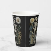  boho magisch mystiek bloemenskelet in zwart papieren bekers (Rechts)