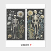 boho magisch mystiek bloemenskelet in zwart sticker (Vel)