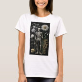  boho magisch mystiek bloemenskelet in zwart t-shirt (Voorkant)