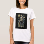  boho magisch mystiek bloemenskelet in zwart t-shirt (Voorkant)