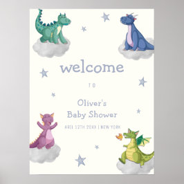 Boho Magische Hemel Sterren Draak Baby Shower Welk Poster