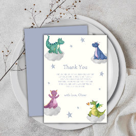Boho Magische Kleine Sterren Draak Baby Shower Bedankkaart