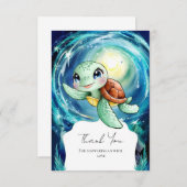 Boho magische oceaan schildpad Baby shower Bedankkaart (Voorkant / Achterkant)
