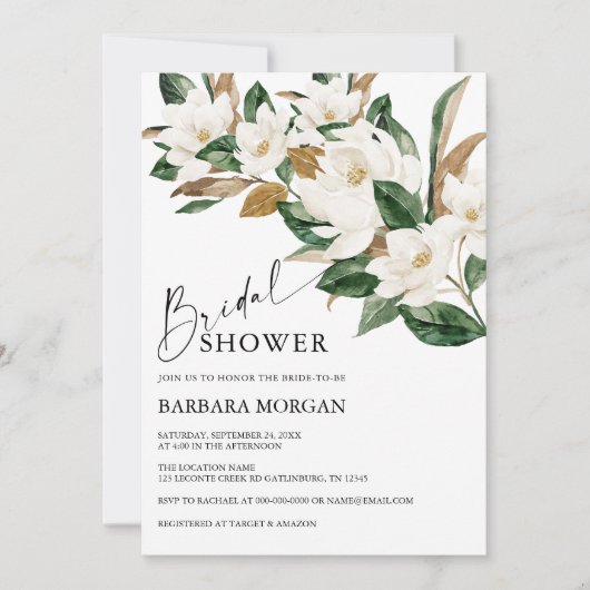 Boho Magnolia Bridal Shower Uitnodiging (Voorkant)
