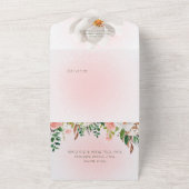 Boho Magnolia Floral & Cotton Pink QR Code All In One Uitnodiging (Buitenkant)