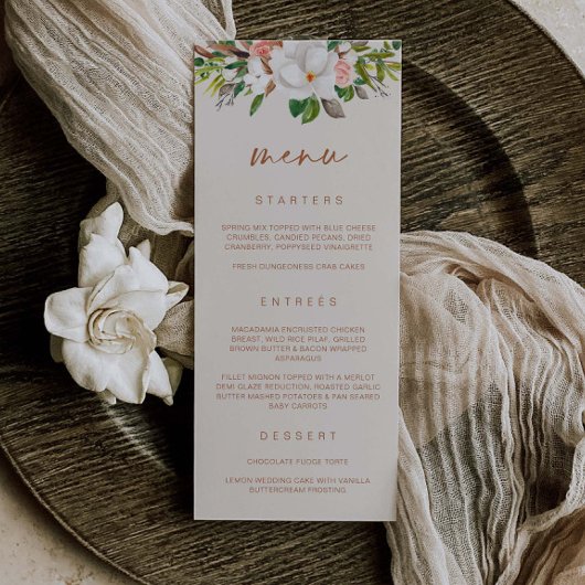 Boho Magnolia Menu Wedding Vrijgezellenfeest Meal 