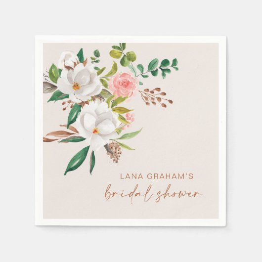 Boho Magnolia Napkin Vrijgezellenfeest Party L201 Servet (Voorkant)