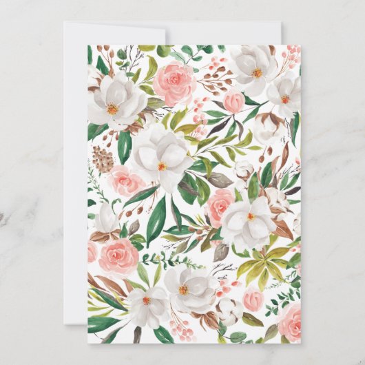 Boho Magnolia Uitnodiging Vrijgezellenfeest Partij (Achterkant)