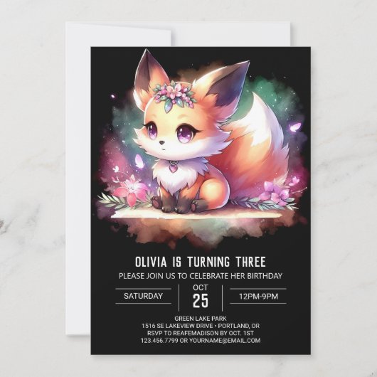 Boho Majestic Fox Verjaardag digitaal Kaart (Voorkant)