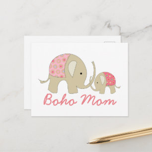 Boho Mam, Roze Elephant Briefkaart