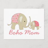Boho Mam, Roze Elephant Briefkaart (Voorkant)