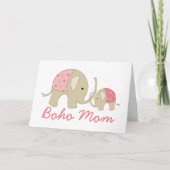 Boho Mam, Roze Elephant Kaart (Voorkant)