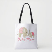 Boho Mam, Roze Elephant Tote Bag (Voorkant)
