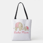Boho Mam, Roze Elephant Tote Bag (Achterkant)