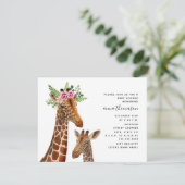 Boho Mama + Baby Giraffe Baby shower Kaart (Staand voorkant)