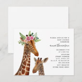 Boho Mama + Baby Giraffe Baby shower Kaart (Voorkant / Achterkant)