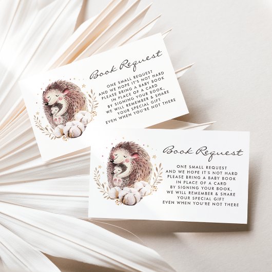 Boho Mama en Baby Hedgehog Book Request Kaart Visitekaartje