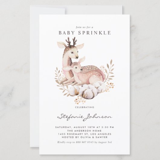 Boho mama en Baby herten Baby shower uitnodiging (Voorkant)