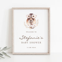 Boho mama en Baby uil Baby shower welkom