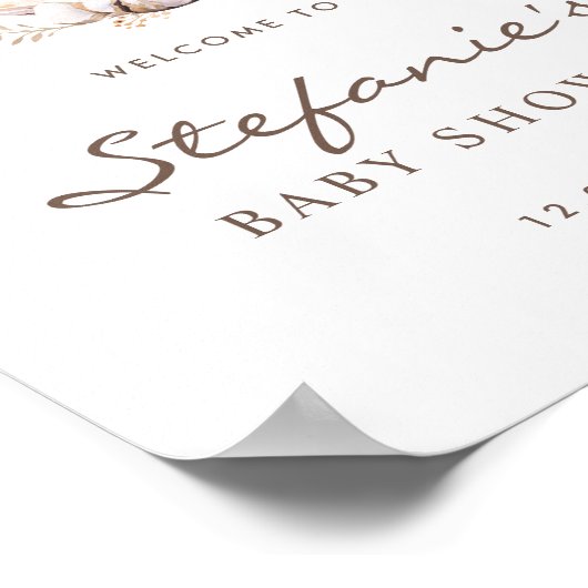 Boho mama en Baby uil Baby shower welkom Poster (Hoek)