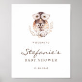 Boho mama en Baby uil Baby shower welkom Poster (Voorkant)