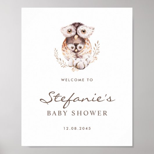 Boho mama en Baby uil Baby shower welkom Poster (Voorkant)