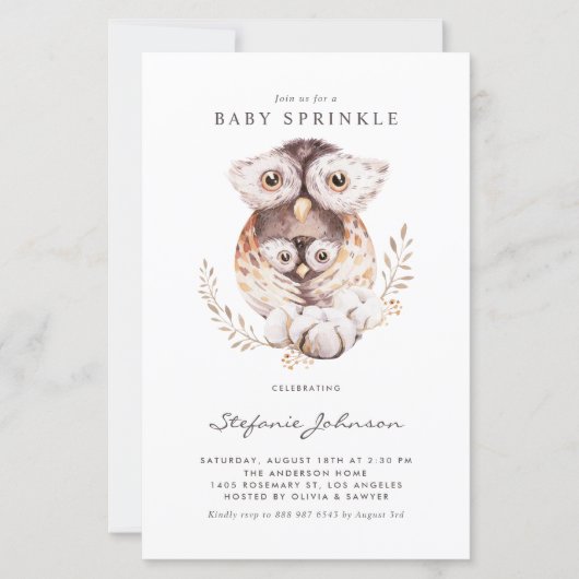 Boho mama en Baby uil Baby Sprinkle Invitation (Voorkant)