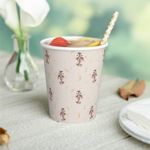 Boho mama en Baby uil patroon Baby shower Papieren Bekers
