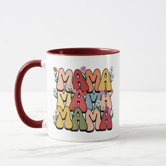 Boho "Mama" Gestapelde Typografie Mok (Links)