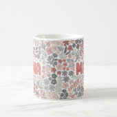 Boho Mama Grijs Roze Bloemendecor 3D Effect Patroo Koffiemok (Center)