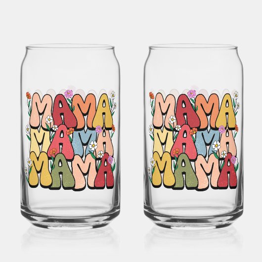 Boho "Mama" Stacked Typography Blikvorm Glas (Voorkant)