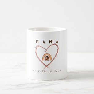 Boho Mama Tekst w / Moon Veren en Kind Namen Koffiemok