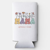 Boho Mama Text met Flowers en Kind Names Seltzer Blikjeskoeler (Achterkant)