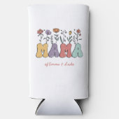 Boho Mama Text met Flowers en Kind Names Seltzer Blikjeskoeler (Voorkant)