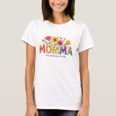Boho Mama Text met Flowers en Kind Names T-shirt (Voorkant)