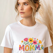 Boho Mama Text met Flowers en Kind Names T-shirt
