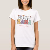 Boho Mama Text met Flowers en Kind Names T-shirt (Voorkant)