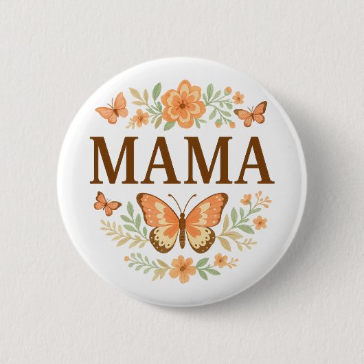 Boho Mama Vlinder Bloemenkrans Moederdag Ronde Button 5,7 Cm (Voorkant)