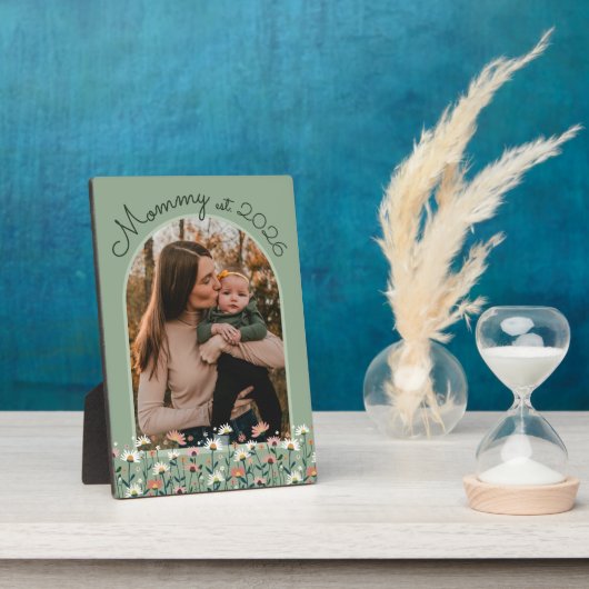 Boho Mammoet Vastgestelde Saliegroene Foto Fotoplaat (Zijkant)