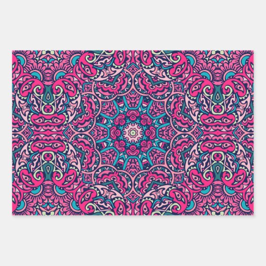 Boho Mandala abstract ontwerp Inpakpapier Vel (Voorkant 3)