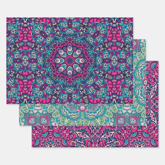 Boho Mandala abstract ontwerp Inpakpapier Vel (Set)
