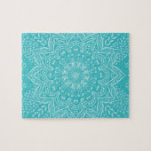 Boho Mandala Art Vibrant Blauwgroen Blauw Afbeeldi Legpuzzel (Horizontaal)