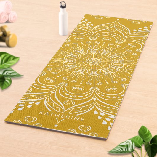 Boho Mandala Beauful Monogrammed Mustard Yellow Yogamat