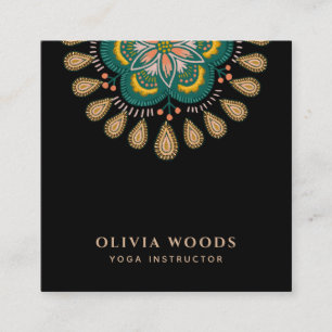 Boho Mandala Bloem Yoga Instructeur Vierkante Visitekaartje