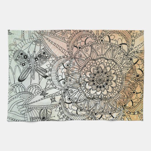 Boho Mandala Bohemian Art Notitieboek Theedoek (Horizontaal)