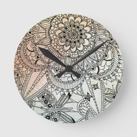 Boho Mandala Bohemian Art Ronde Klok (Voorkant)