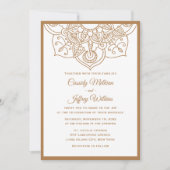 Boho mandala bruiloft uitnodiging bruin wit indiaa (Voorkant)