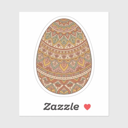 Boho Mandala Easter Egg Earth Tones Aesthetic  Sticker (Vel)