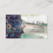 Boho Mandala Elegant Sage Green Grey Waterverf Visitekaartje (Achterkant)